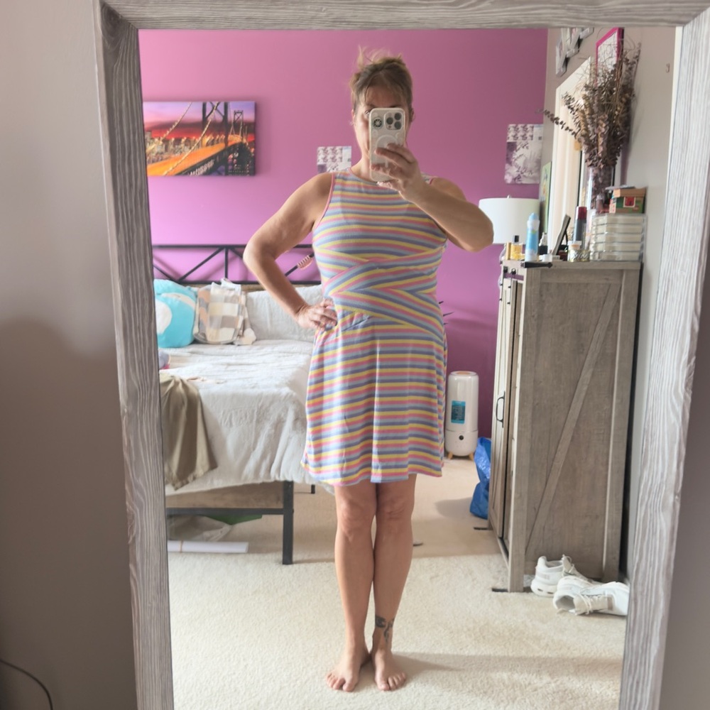 Pastel Striped Sleeveless Dress
